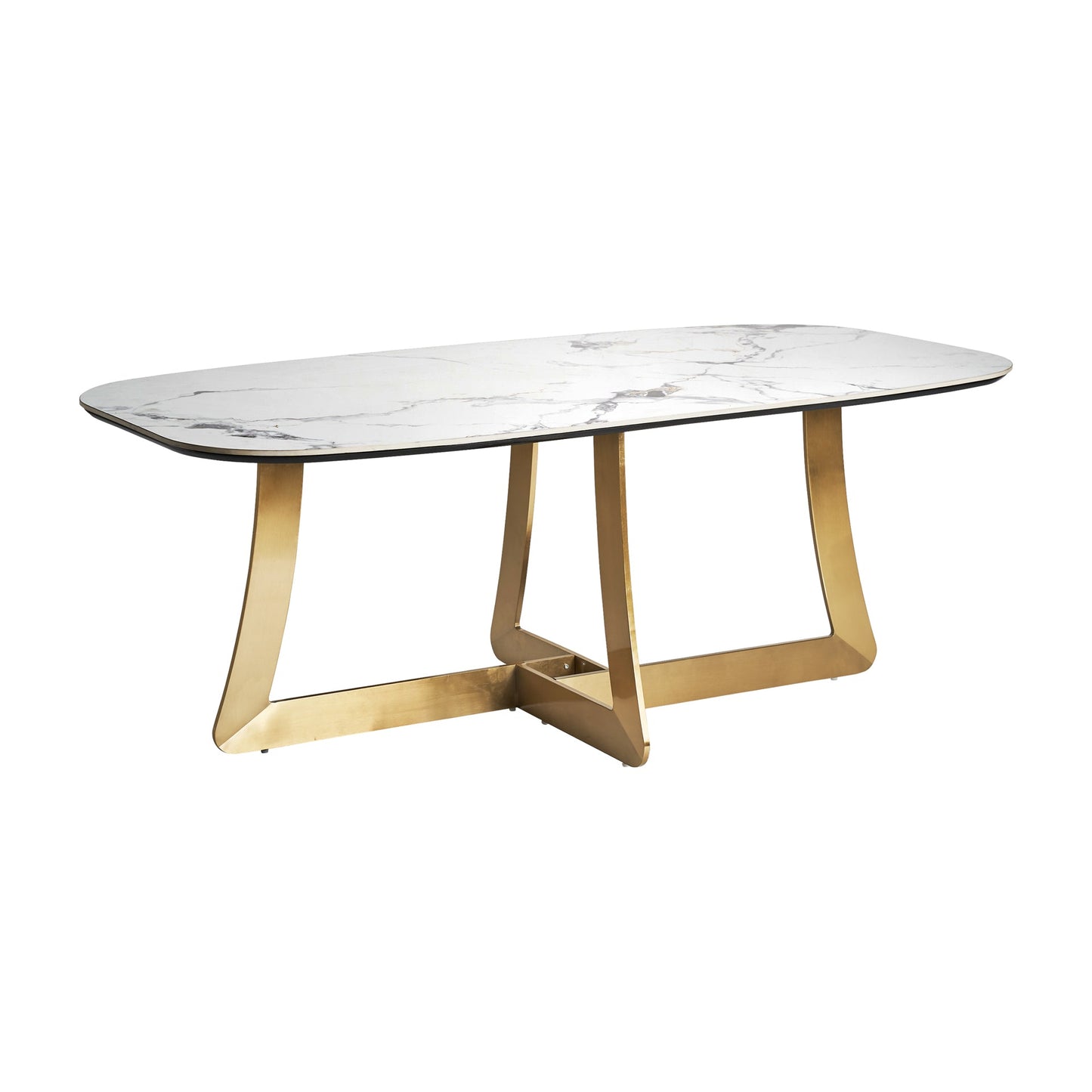 Jussey Dining Table in White/Gold Colour