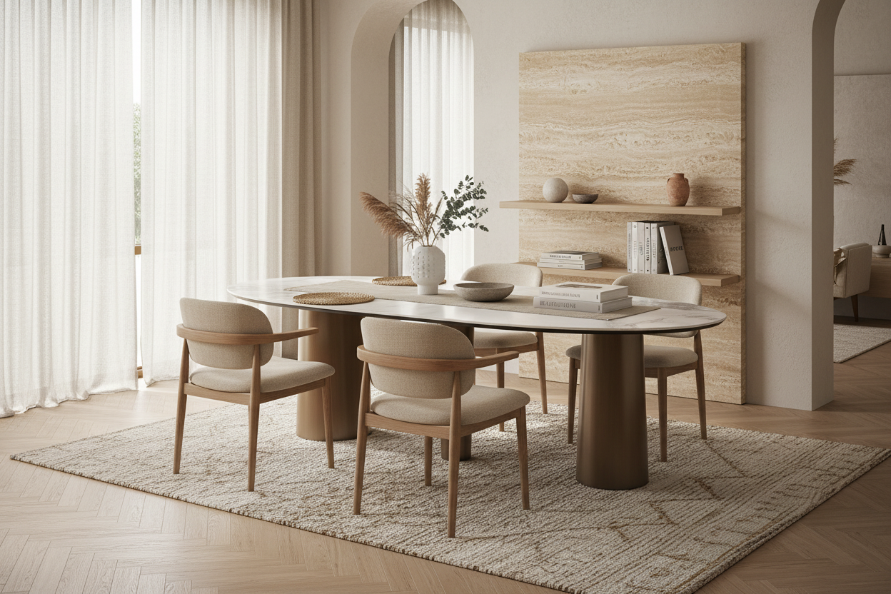 Mesa Comedor Laggan en Color Blanco/Oro