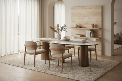 Mesa Comedor Laggan en Color Blanco/Oro