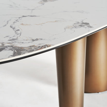 Laggan Dining Table in White/Gold Colour