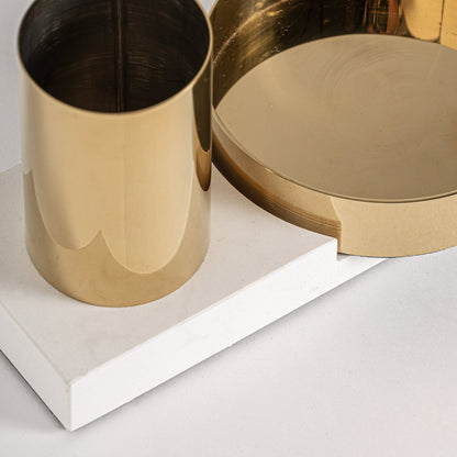 Bay Toilet Brush Holder in White/Gold Colour