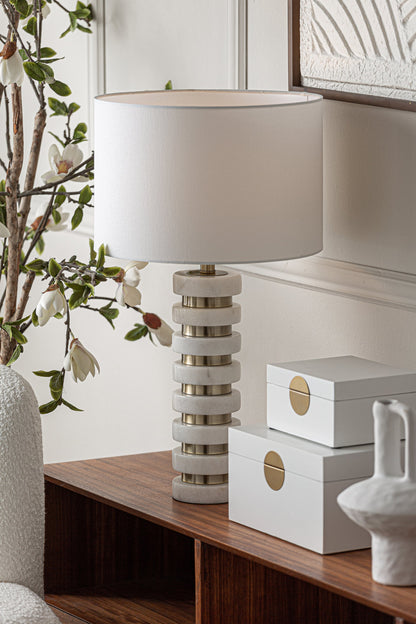 Iola Table Lamp in White/Gold Colour