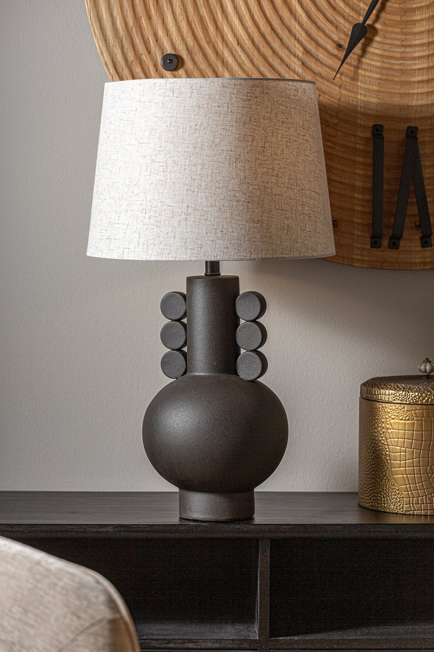 Oksana Table Lamp in Black/Natural Colour