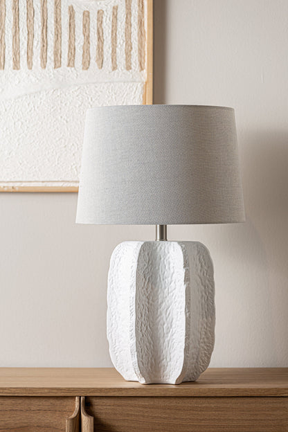 Queila Table Lamp in White/Beige Colour