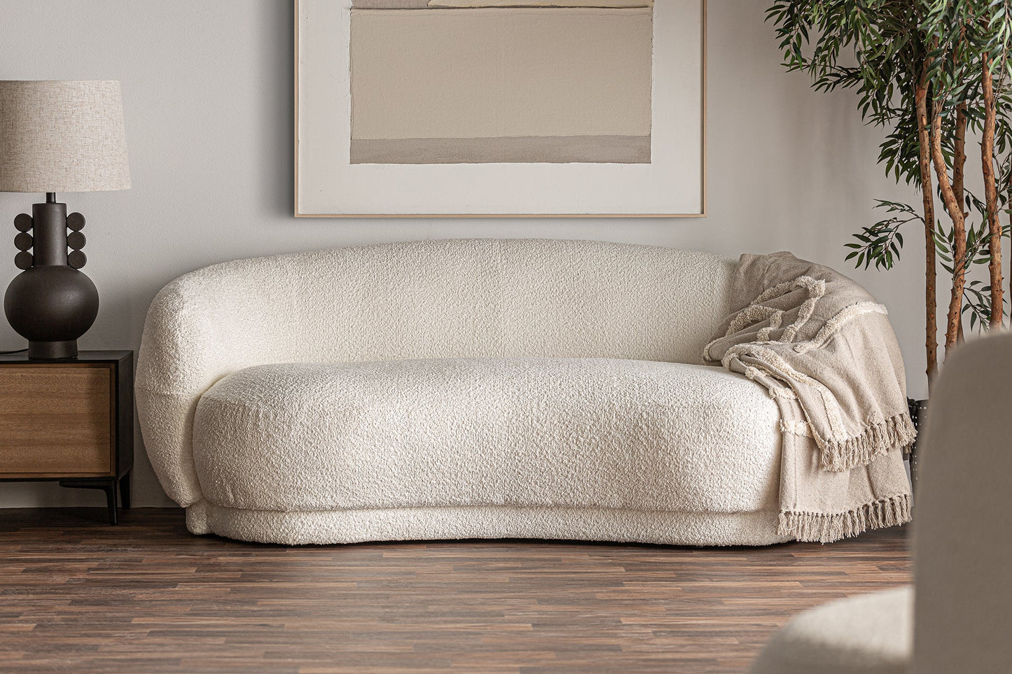 Bouclé Wilthen Sofa in White Colour