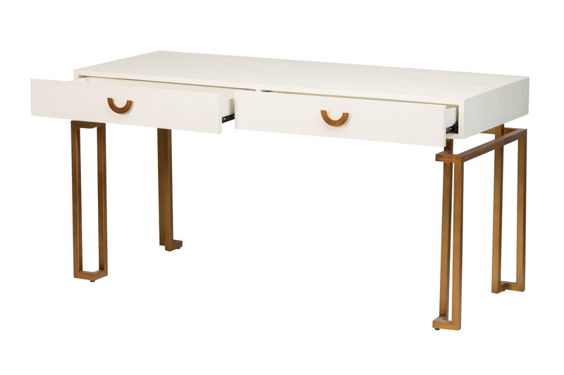 White-Golden Wooden-Metal Desk 150X60X77,3 Cm