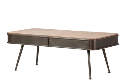 Mesa Centro Madera Metal Marron Negro 140X71X54 Cm