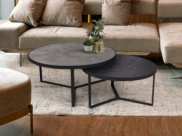 Naira Set Of Tables Grey Black