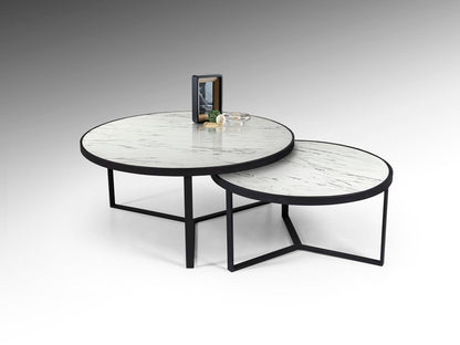 Naira Set Of Tables White Marble Top