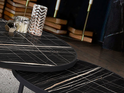 Naira Set Of Tables Black Marble Top