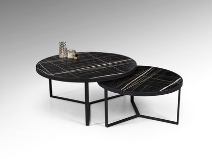 Naira Set Of Tables Black Marble Top