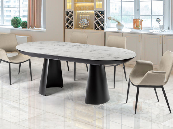 Capri Dining Table White Marble Top