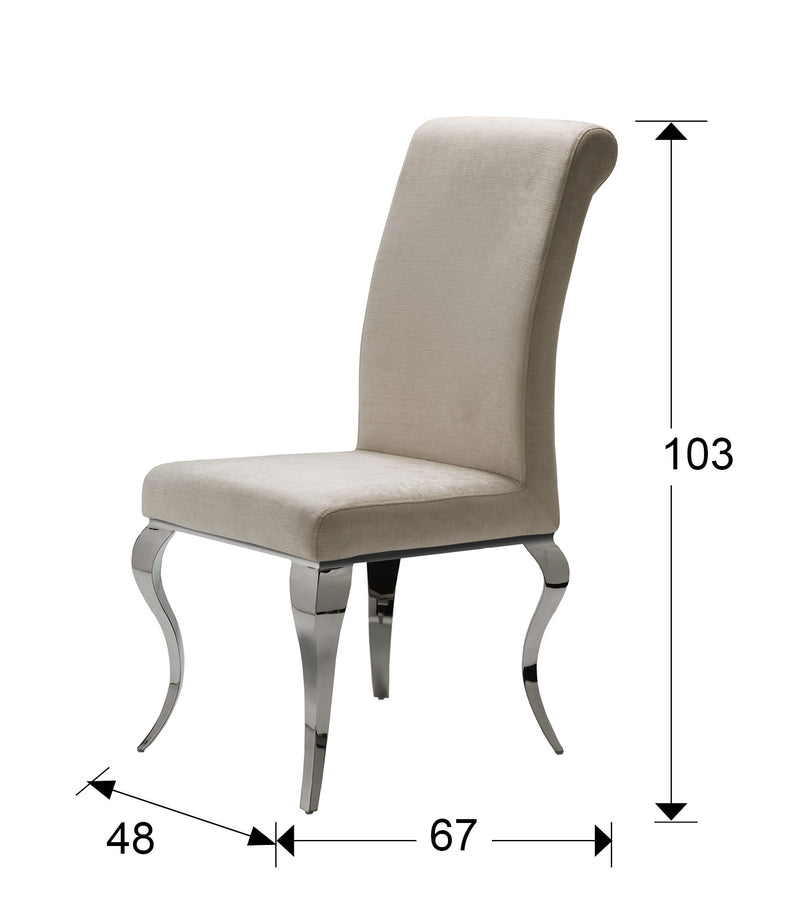 Barroque Chair, Steel And Beige
