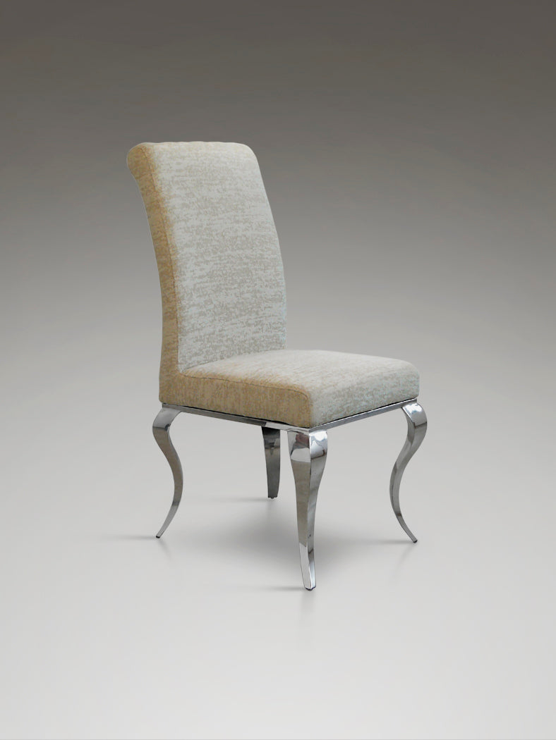Barroque Chair, Steel And Beige