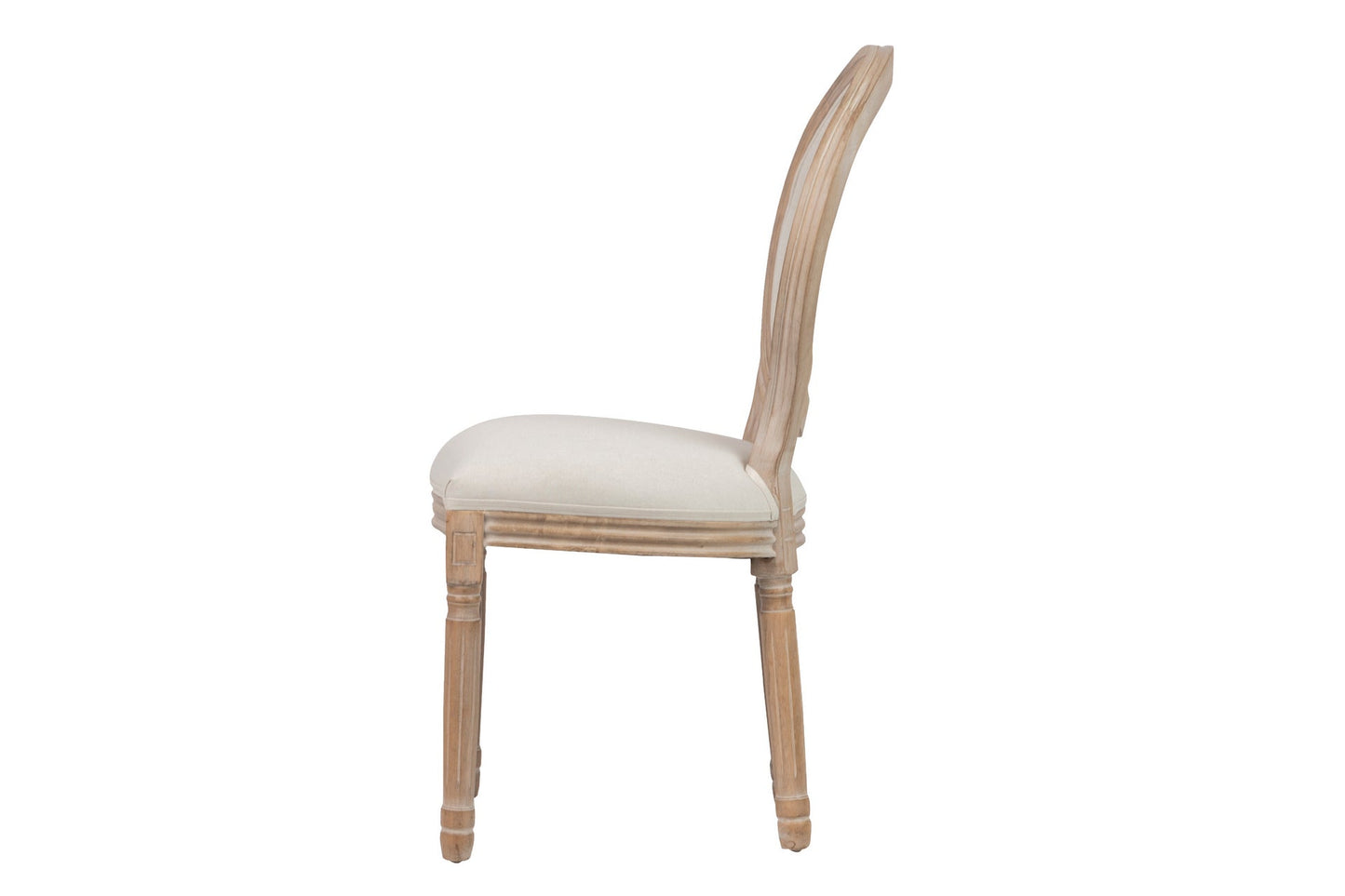 Silla Lino Beige Capitone Patas Roble 48X46X96 Cm