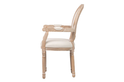 Silla Brazos Lino Beige Patas Roble 55X53X96 Cm