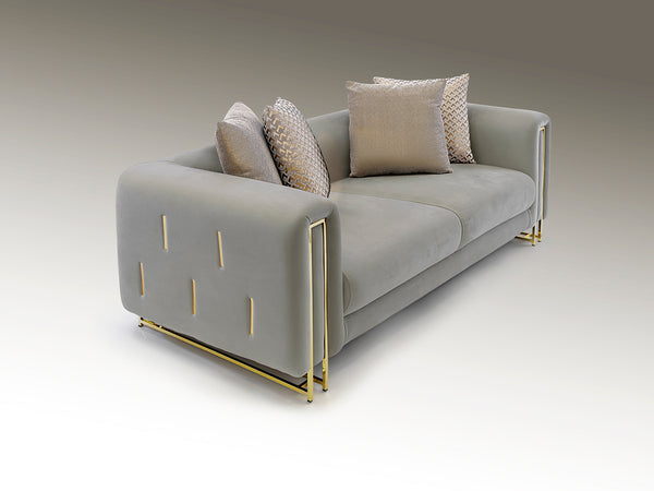 Viena 2 Seater Sofa, Light Grey Gold