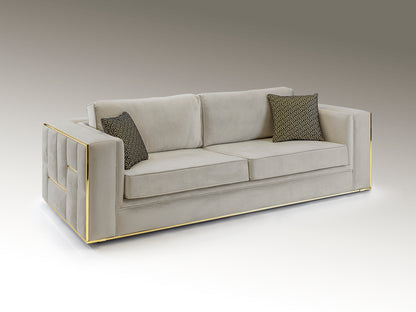 Berlin Sofa 3P Gris Claro Oro