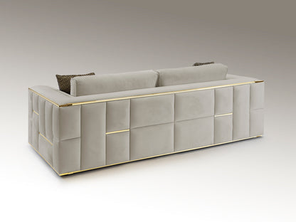 Berlin Sofa 3P Gris Claro Oro