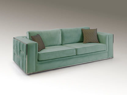 Berlin 3 Seater Sofa, Green Chrome