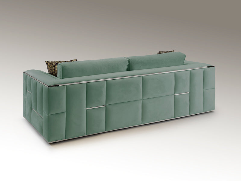 Berlin 3 Seater Sofa, Green Chrome