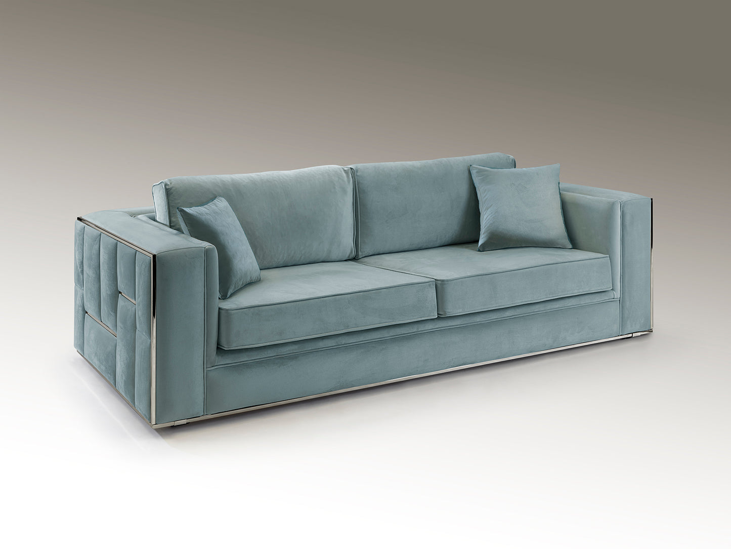 Berlin 3 Seater Sofa, Light Blue Chrom