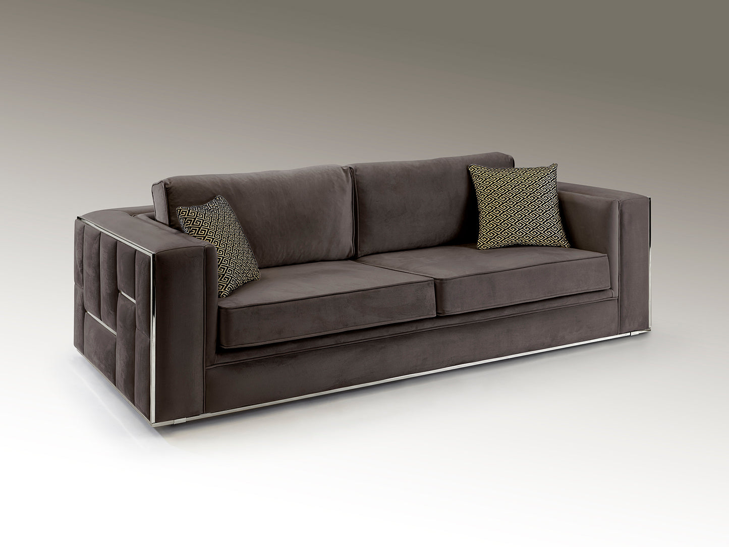 Berlin 3 Seater Sofa, Grey Chrome