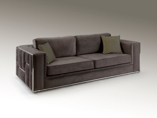 Berlin Sofa 3P Gris Medio Cromo