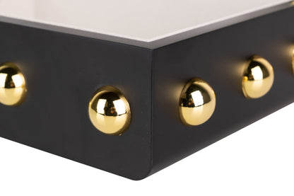 Caja Mdf / Metal Zinc Negro Dorado 35X23X13 Cm