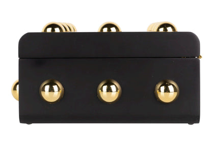 Caja Mdf / Metal Zinc Negro Dorado 35X23X13 Cm