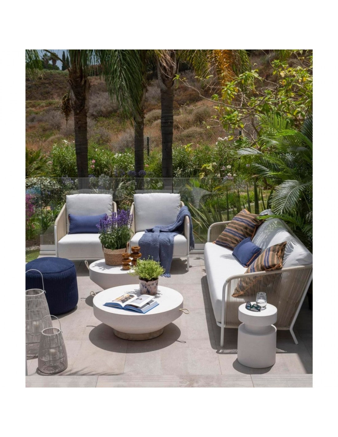 White fiber outdoor stool
