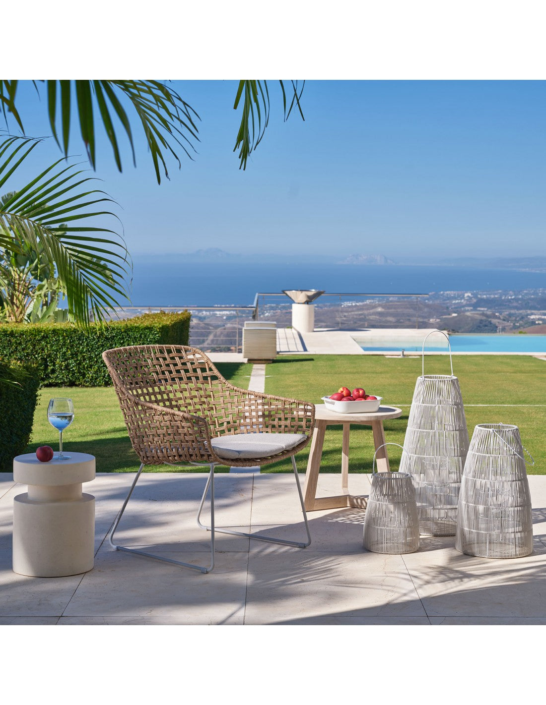 White fiber outdoor stool