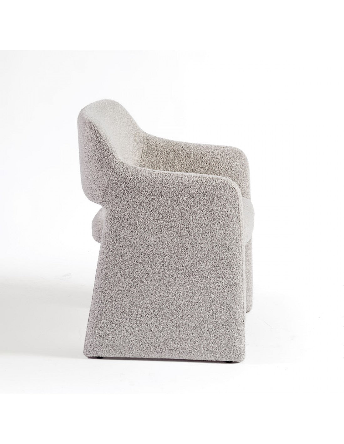 Gray bouclé upholstered dining chair