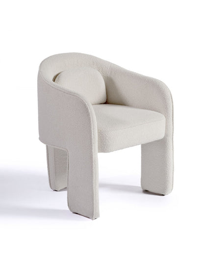 Sillón de comedor tapizado blanco roto