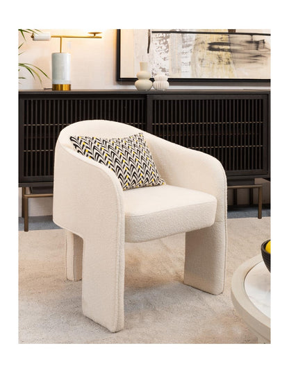 Sillón de comedor tapizado blanco roto