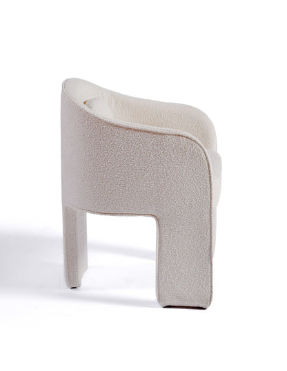 Sillón de comedor tapizado blanco roto