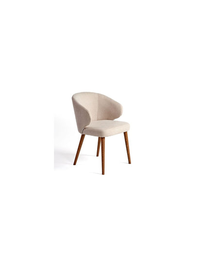 Silla tapizada en beige piedra y pata acabado...