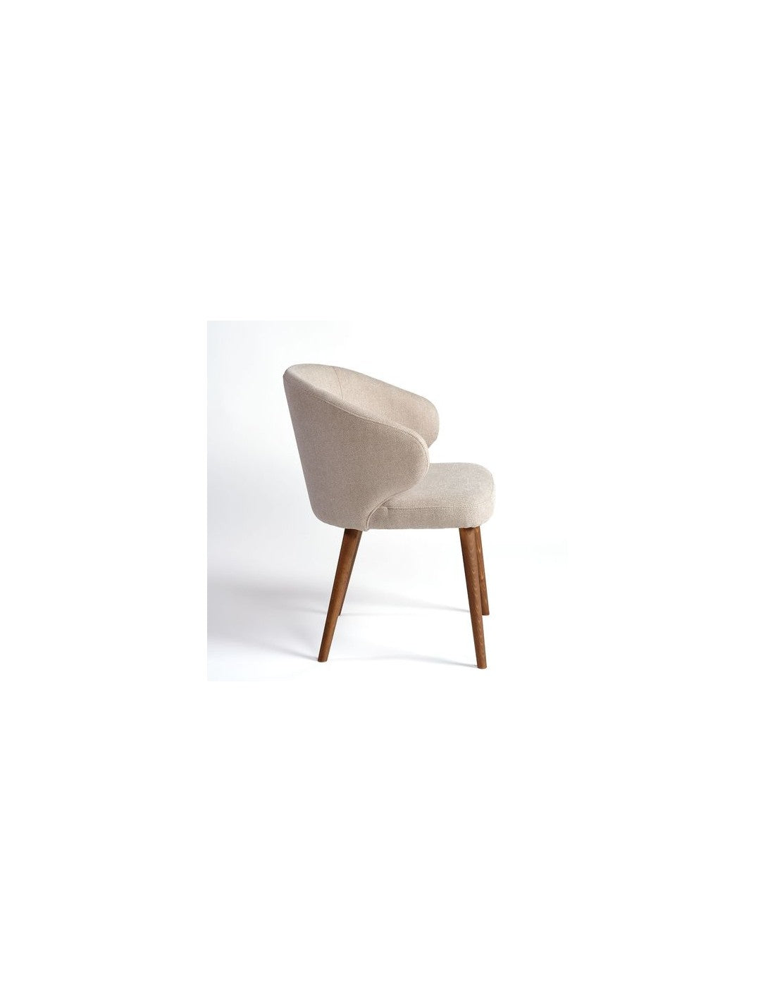 Silla tapizada en beige piedra y pata acabado...