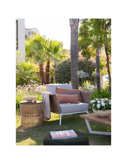 Natural teak and rope side table...