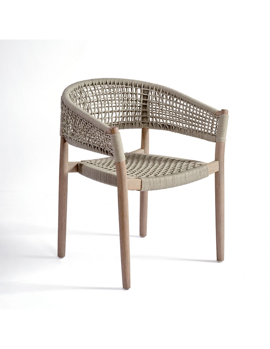 Grayish wood and grayish white rope chair