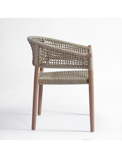 Grayish wood and grayish white rope chair