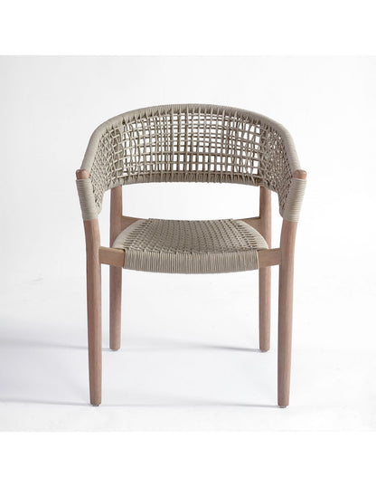 Grayish wood and grayish white rope chair