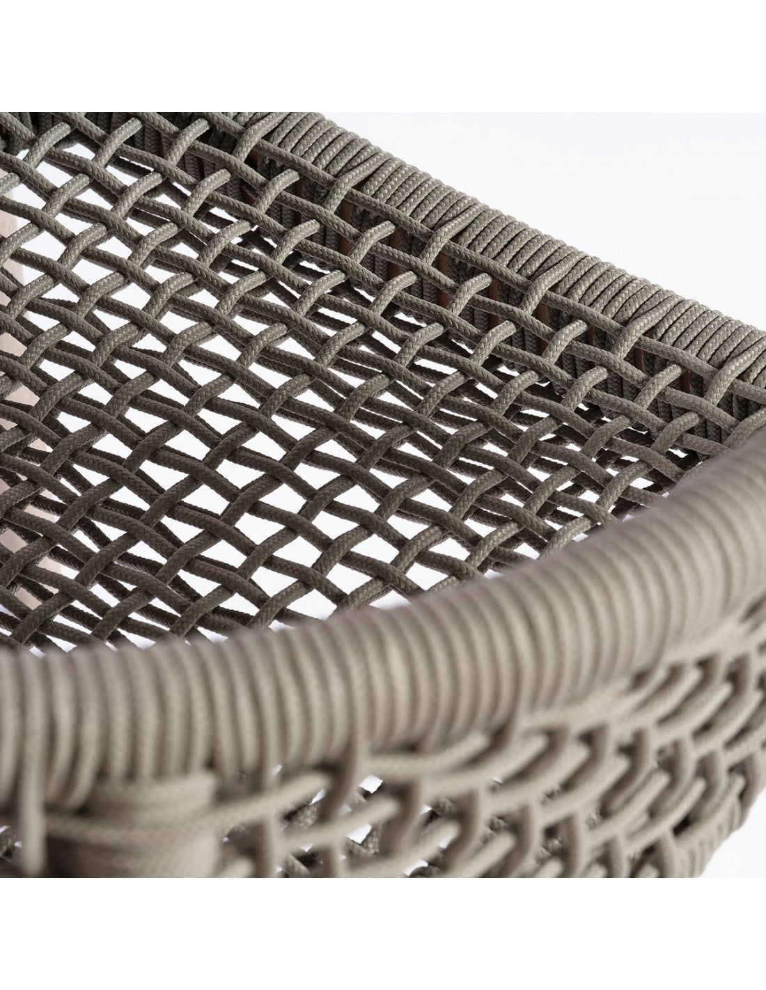 Grayish wood and taupe rope chair