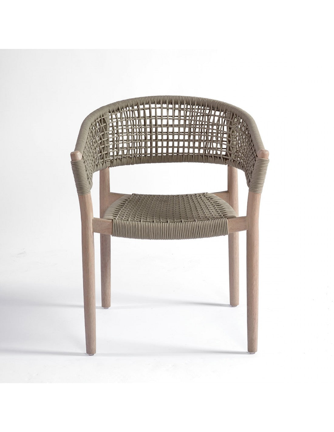 Grayish wood and taupe rope chair