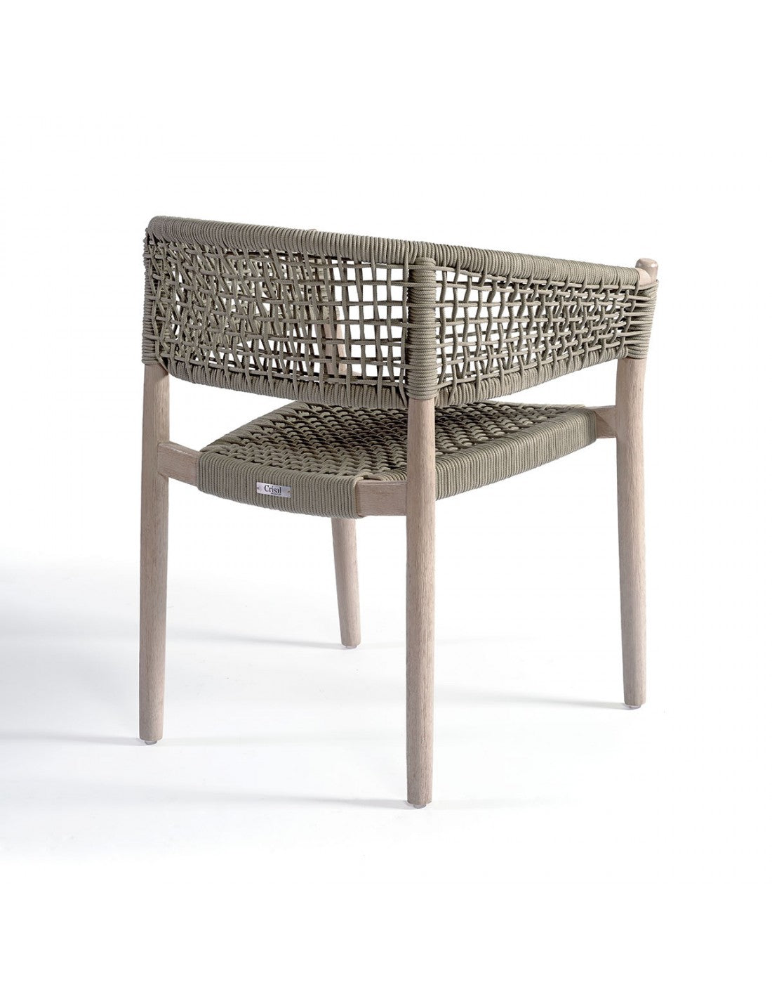 Grayish wood and taupe rope chair