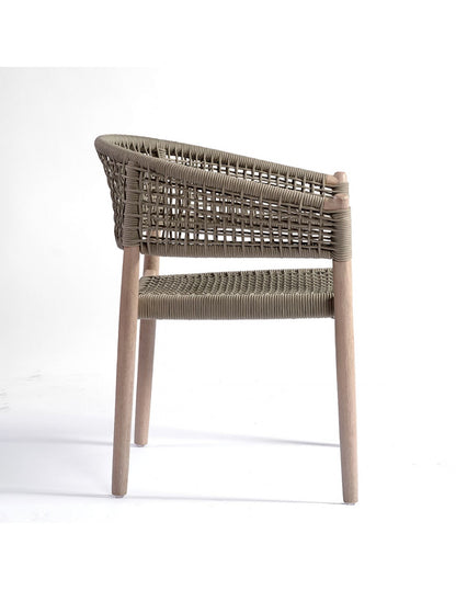 Grayish wood and taupe rope chair