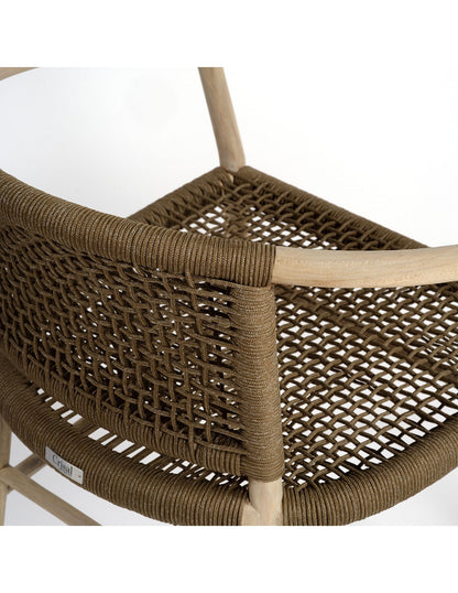 Teak and camel rope dining armchair