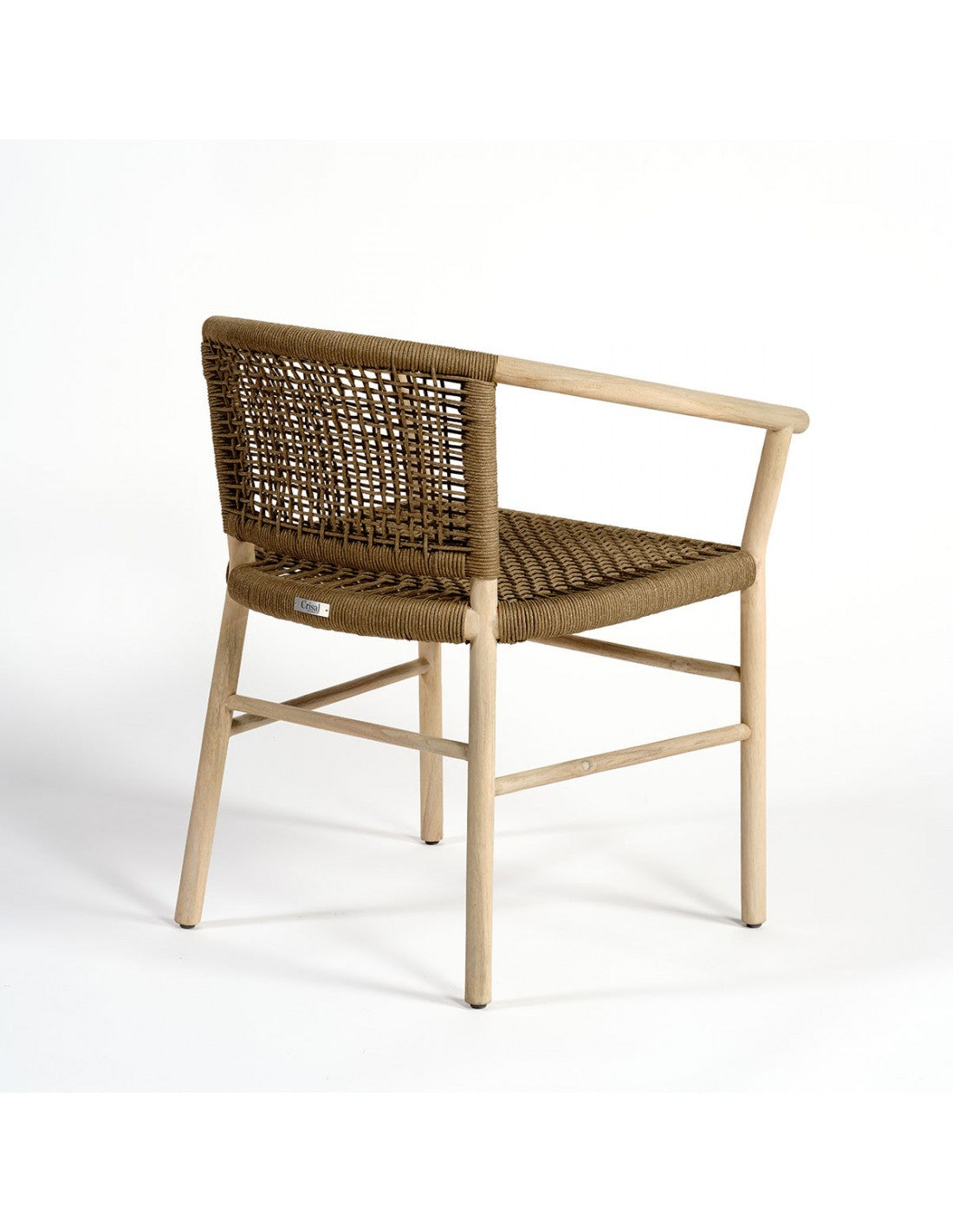 Teak and camel rope dining armchair