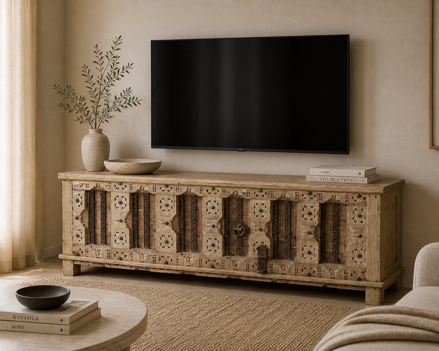 Mueble Tv Madera Tallada