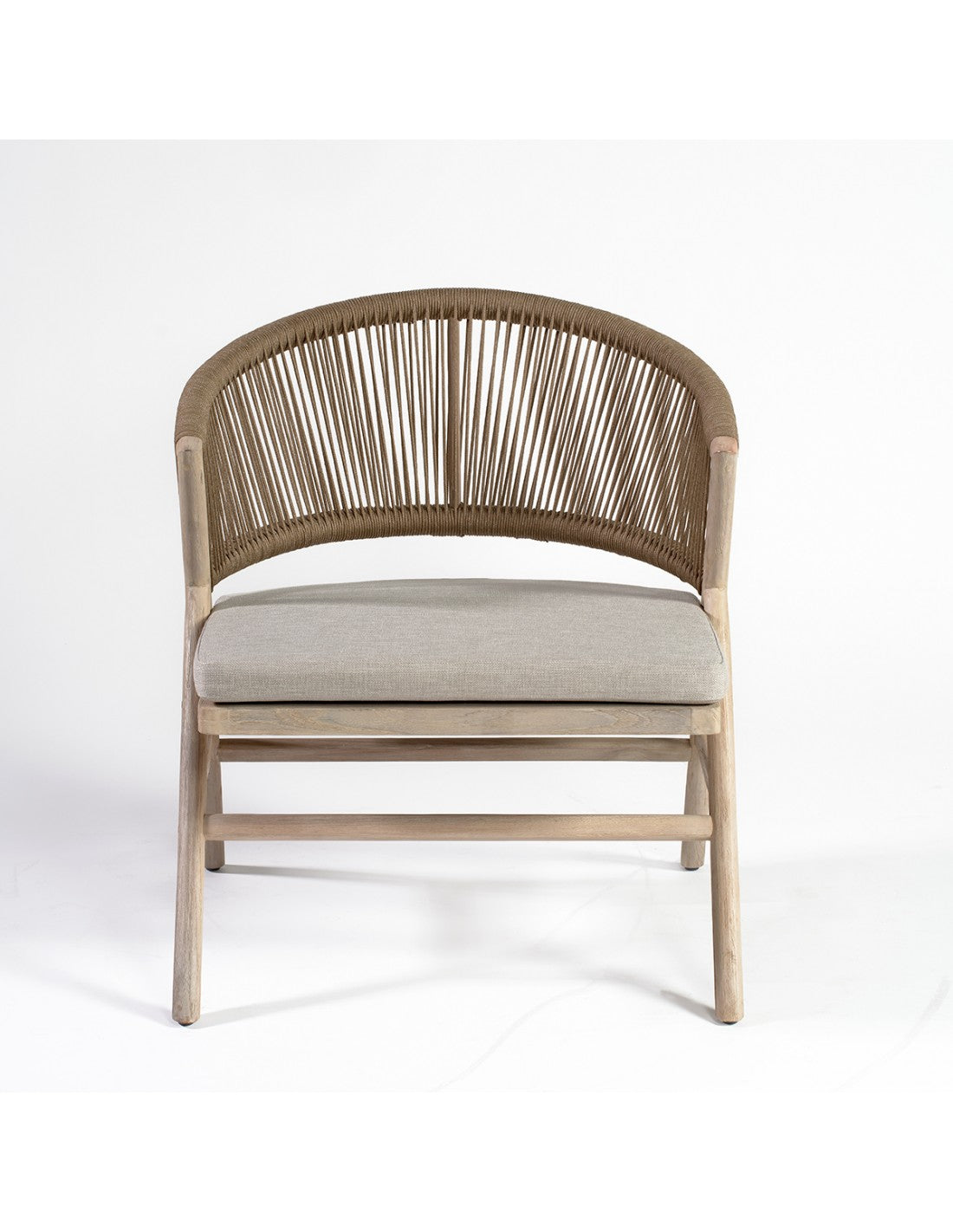 Teak and camel rope outdoor low chair